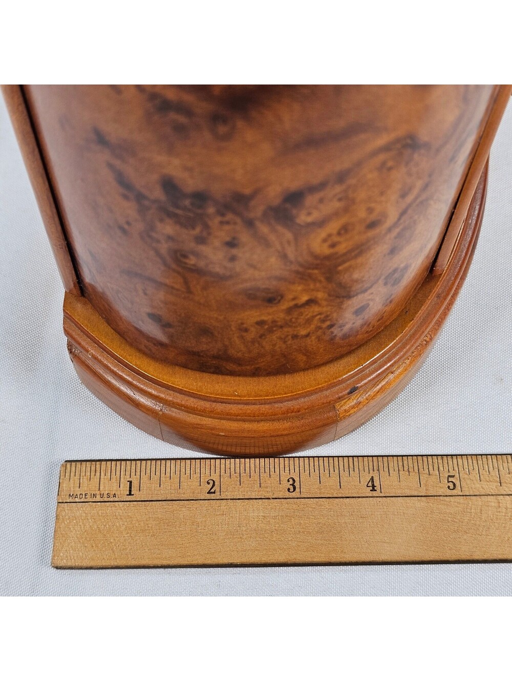 Vintage Wooden Jewelry Box Armoire Burl Wood Finish Tabletop Chest 4 Drawers - Picture 4 of 9